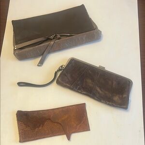 3 Piecw Leather Clutch and wristlet Set
